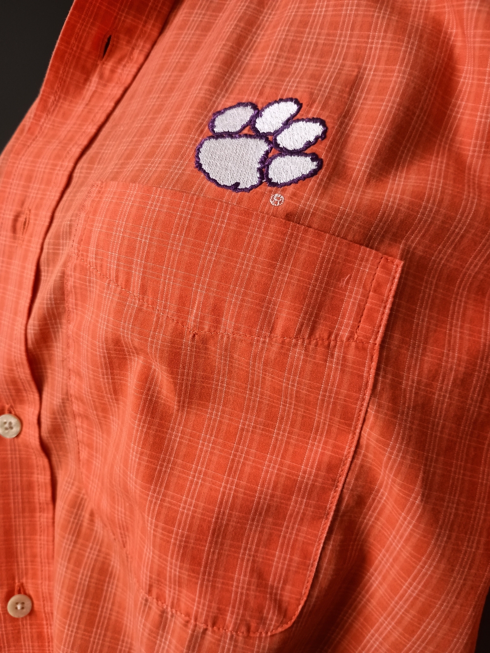 Upcycled Women's Clemson Ruffle Collar Shirt #101 - Picture 3 of 10